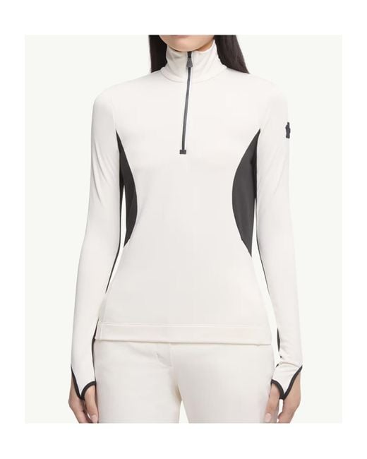 Moncler White Polartec Half-Zip Turtleneck