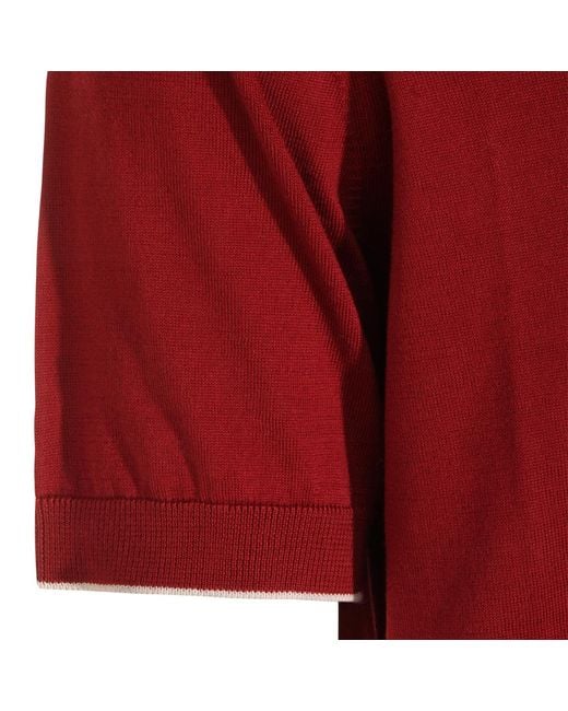 Brunello Cucinelli Red Cotton Buttonless Polo Shirt for men