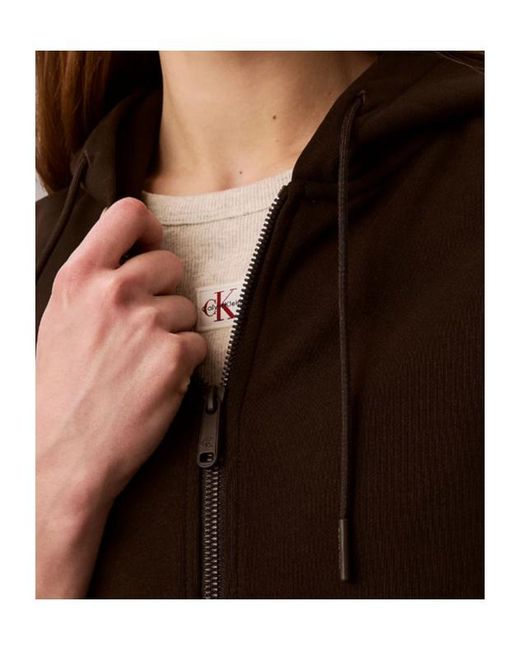Calvin Klein Black Logo-Tape Cropped Zip-Up Hoodie