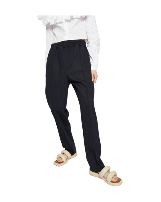 Philosophy Di Lorenzo Serafini Blue Elastic-Waist Wool Trousers