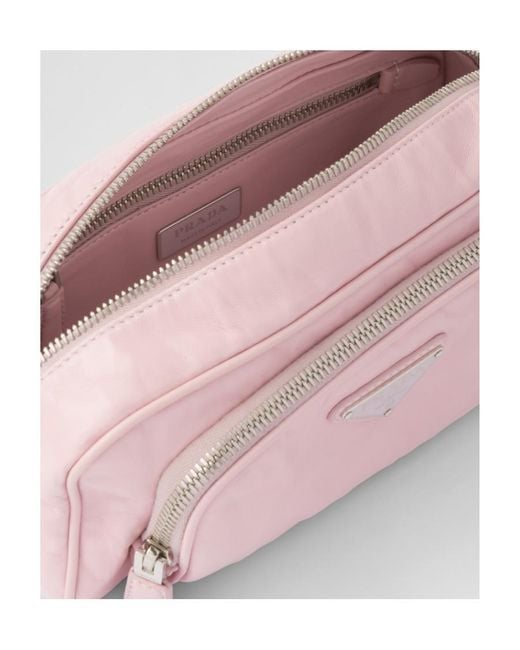 バッグ・カバンその他 PRADA Logo antique nappa crossbody bag Pink Prada Logo Plaque Zipped Shoulder Bag in Pink | Lyst