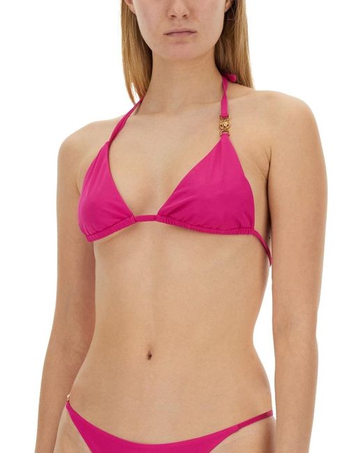 Versace Pink Logo Bikini Top
