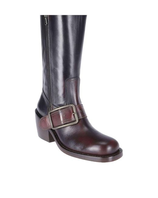 Dries Van Noten Brown Buckle Detailed Zipped Boots