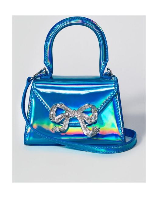 Self-Portrait Blue Metal Bow Shoulder Bag