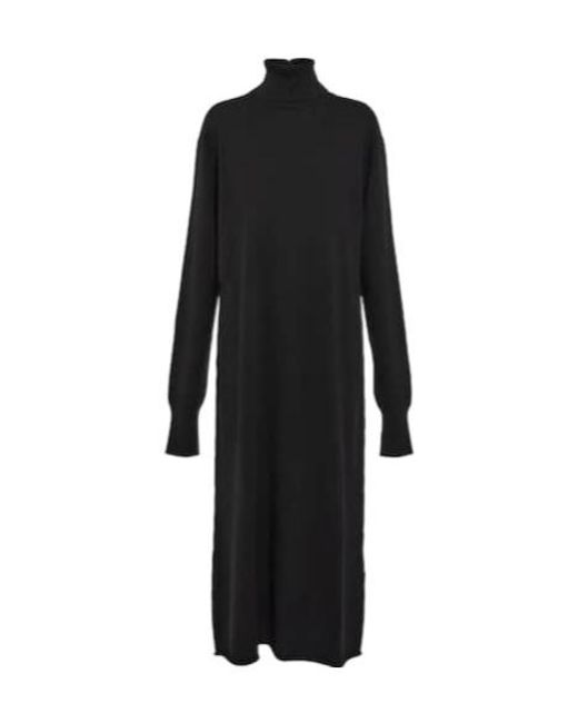 Jil Sander Black Cashmere Midi Dress
