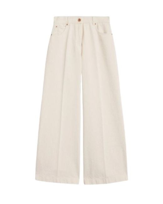 Aspesi White Logo Patch Wide Leg Jeans