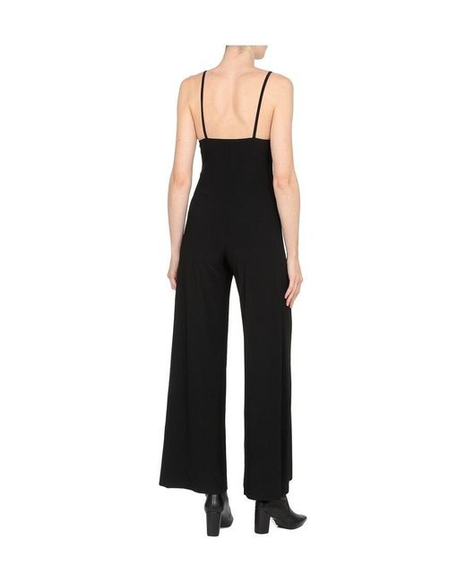 Norma Kamali Black Plunging V-Neck Jumpsuit