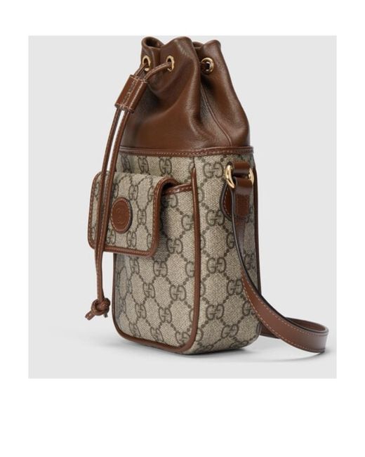Gucci Brown Small Gg-Canvas Shoulder Bag