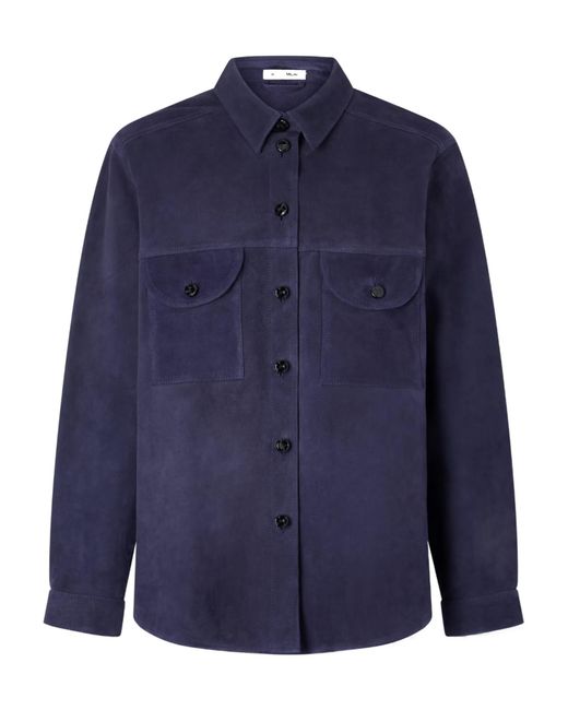 Blazé Milano Blue Berber Patchwork Suede Shirt