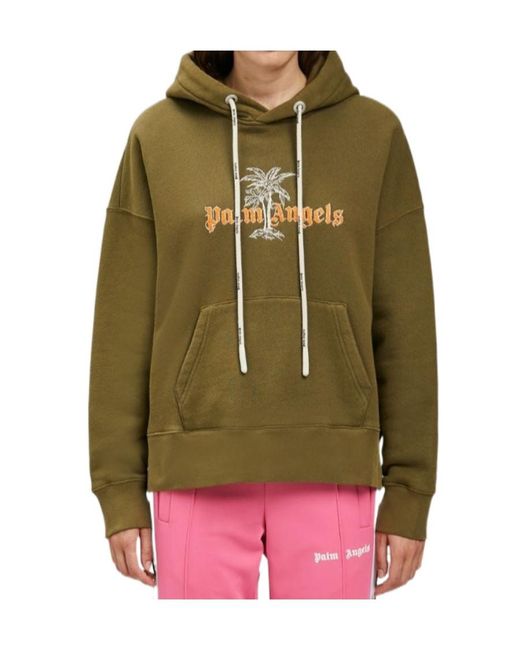 Palm Angels Green Logo-Print Hoodie
