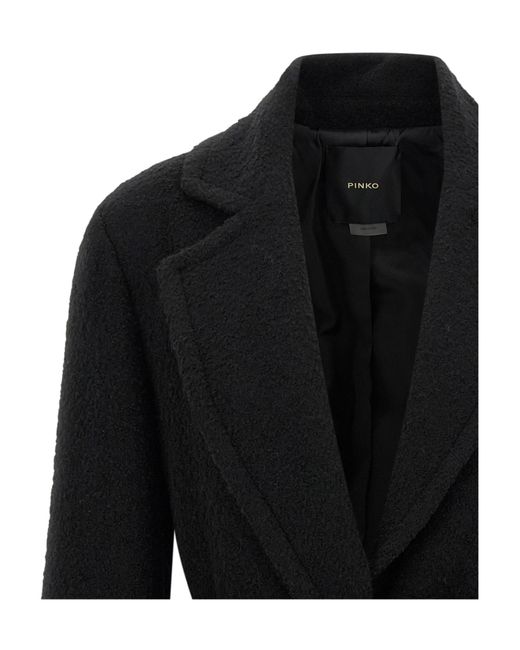 Pinko Black Belted Single-Breasted Coat