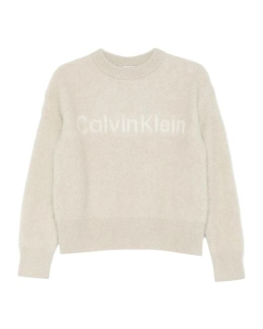 Calvin Klein White Long-Sleeved Sweater