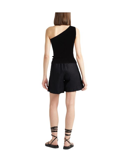 Max Mara Black Solid Color One-Shoulder Tops