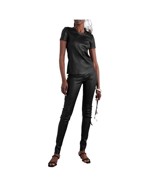 Stouls Black Leather Skinny Pants