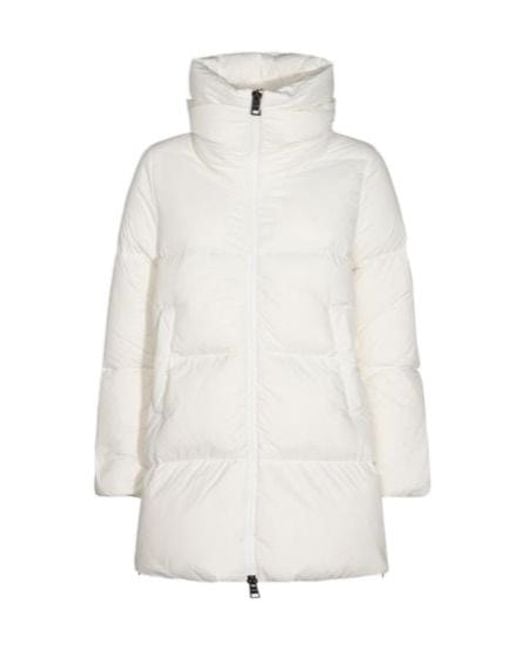 Herno White High Neck Zip-Up Coat