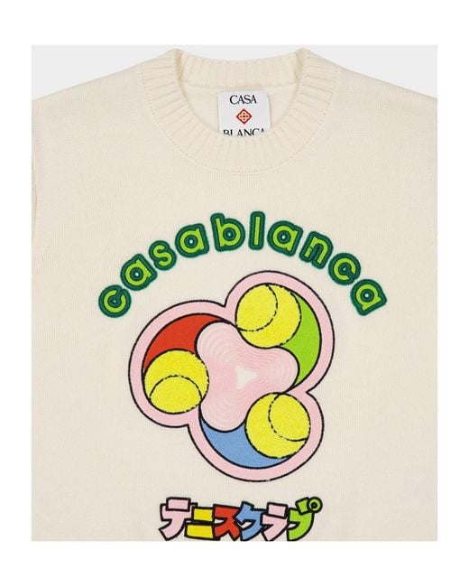 Casablanca White Tennis Ball Merino Knit Crewneck Jumper