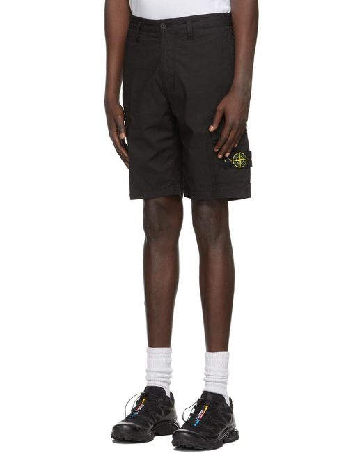 Stone Island Black Logo Patch Bermuda Shorts for men