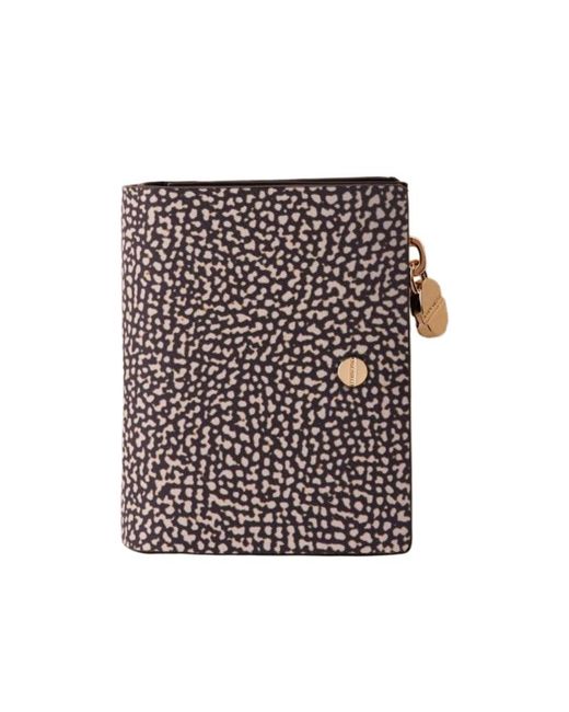 Borbonese White Zip-Around Patterned Wallet