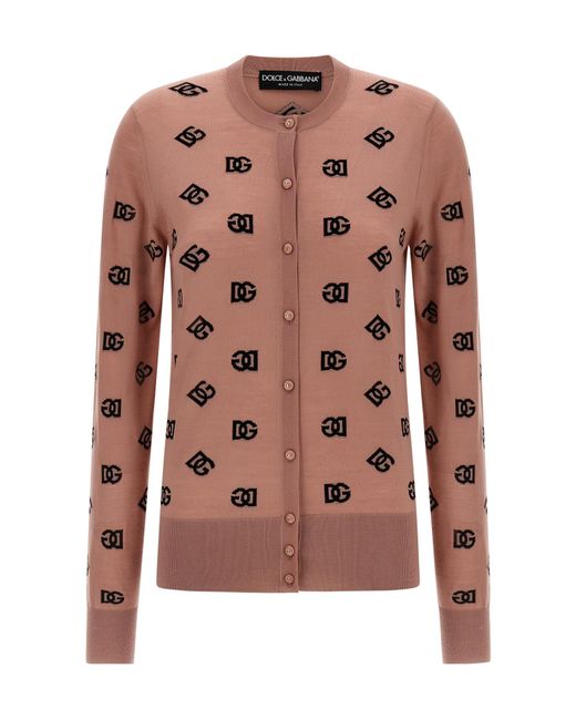 Dolce & Gabbana Brown Dg Intarsia Cardigan