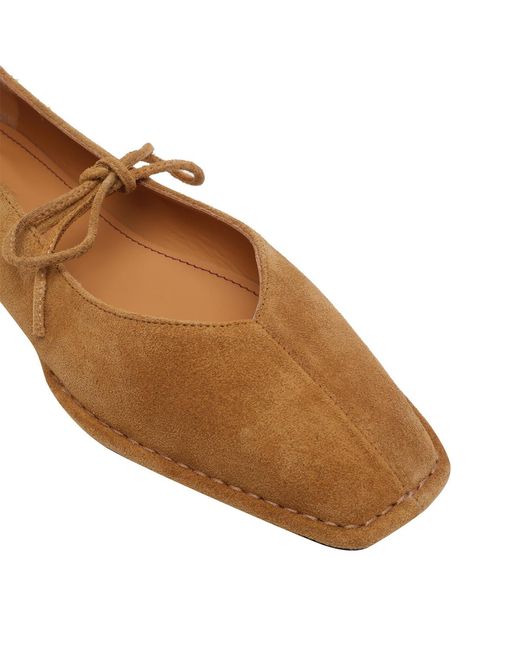 Alohas Brown Sway Square-Toe Ballet Shoes