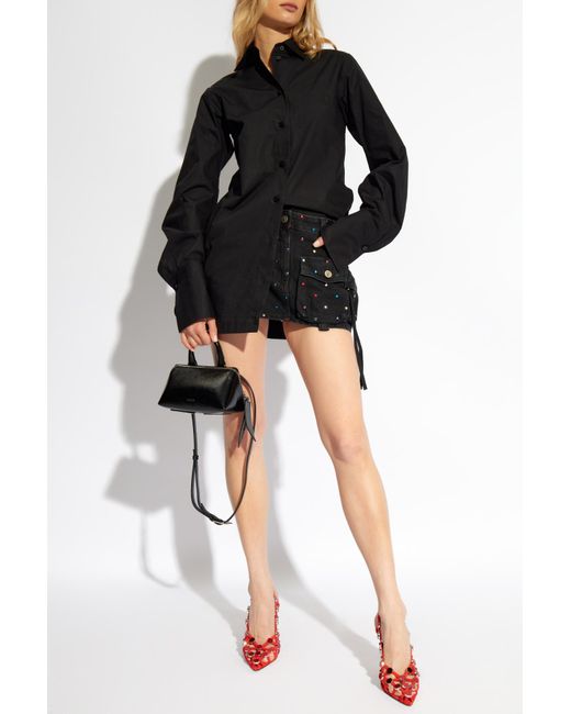 The Attico Black The Fay Embellished Mini Skirt