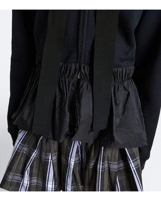 Patou Black Peplum Cotton Zip-Up Hoodie