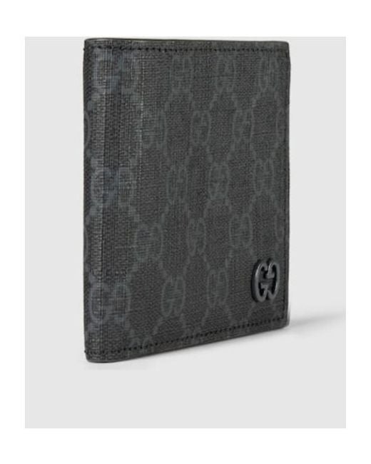 Gucci Black Monogrammed Bifold Wallet for men