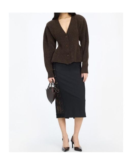 ROTATE BIRGER CHRISTENSEN Brown Peplum Cardigan