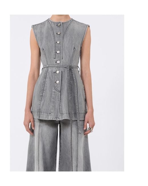 Sportmax Gray Spdorli Denim Sleeveless Gilet