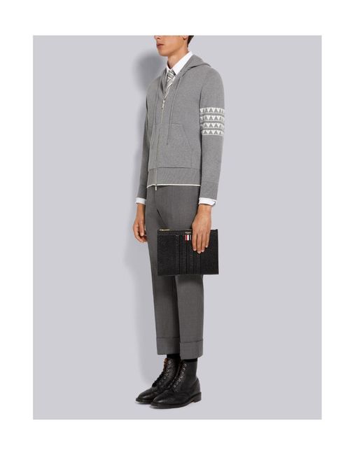 Thom Browne Black Pebbled Rectangular Clutch Bag for men