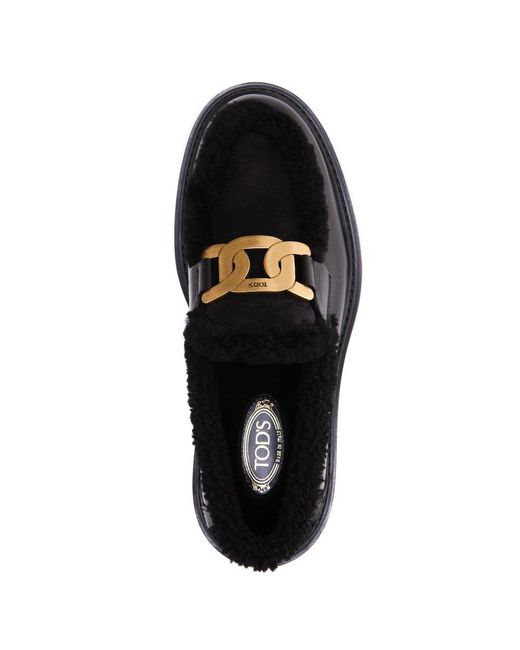 Tod's Black Shearling-Lined Chunky Loafers