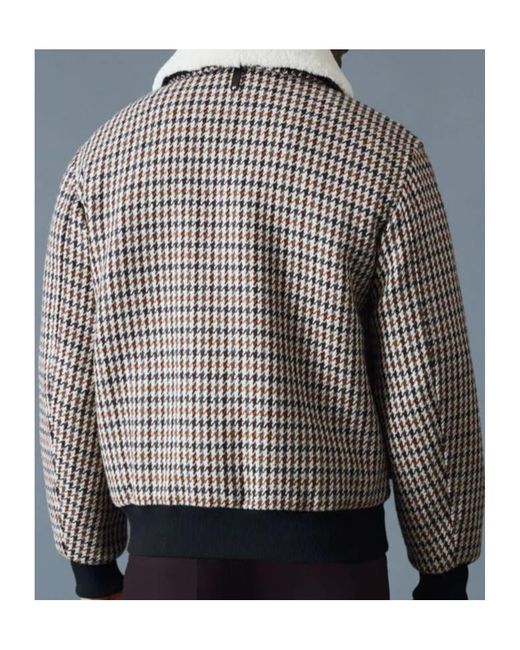 Mackage Black Houndstooth-Pattern Shearling-Collar Jacket for men