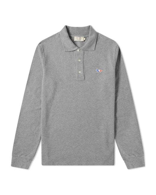 Maison Kitsuné Gray Long-Sleeved Polo Shirt for men