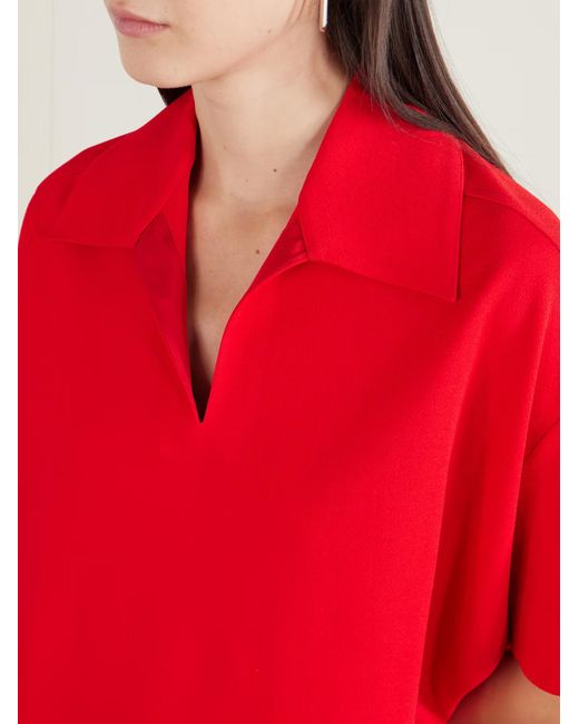 Jil Sander Red Short Sleeve V-Neck T-Shirt