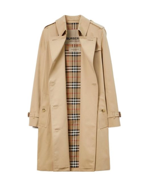 Burberry Natural Gabardine Kensington Mid-Length Trench Coat