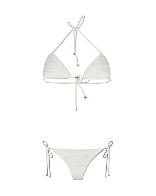 Amiri White Crochet Halterneck Two-Piece Swimsuit