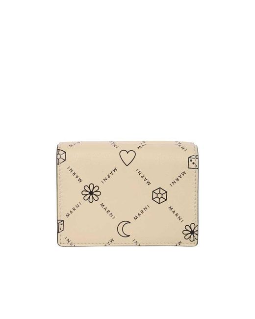 Marni Natural Graphic Logo-Print Cardholder