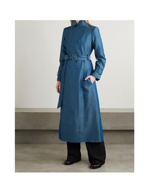 Gabriela Hearst Blue Braden Double-Breasted Trench Coat