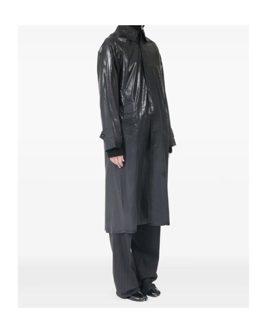 Maison Margiela Black Long Sleeve Coated Trench Coat