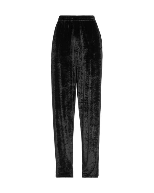 Balenciaga Black High-Waisted Elastic Velvet Trousers