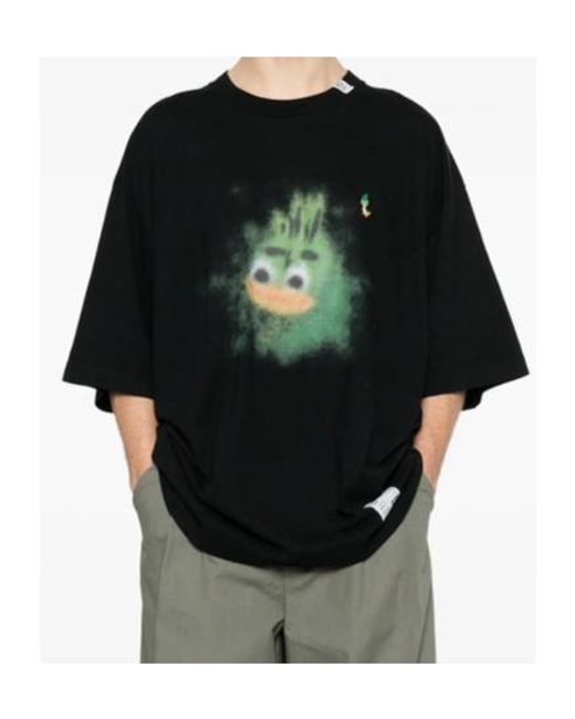 Maison Mihara Yasuhiro Black Printed Logo Patch T-Shirt for men