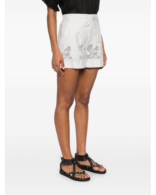 P.A.R.O.S.H. Gray Floral-Embroidered Shorts