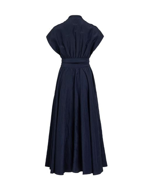 Alaïa Blue Linen-Blend Belted Dress