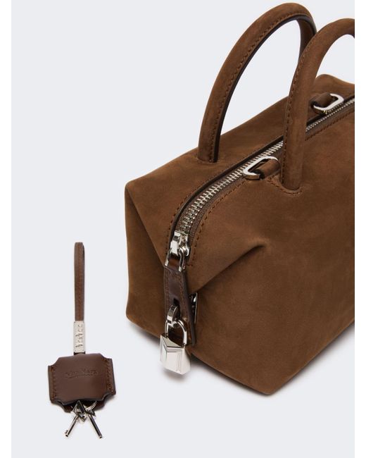 Max Mara Brown Small Holdall Suede Tote Bag