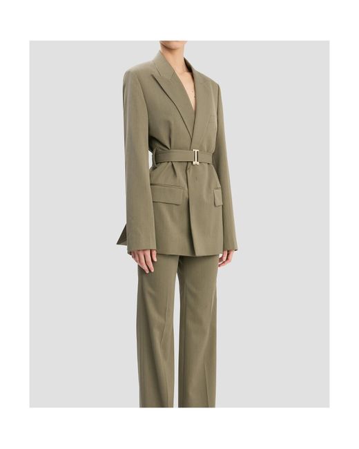 Victoria Beckham Green Belted Tailored Jacket