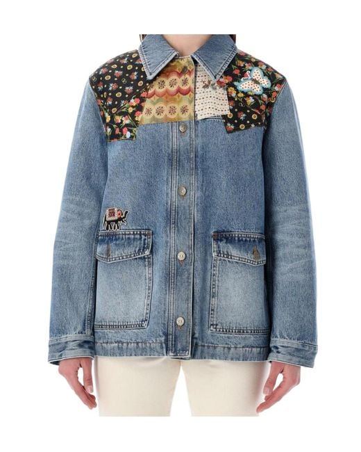 Valentino Blue Patch Detailed Button-Up Denim Jacket