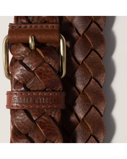 Miu Miu White Woven Leather Belt