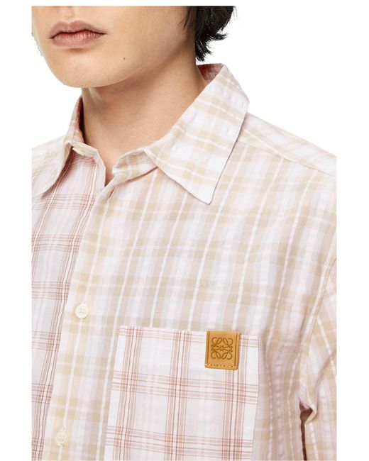 Loewe White Patchwork Check Shirt for men