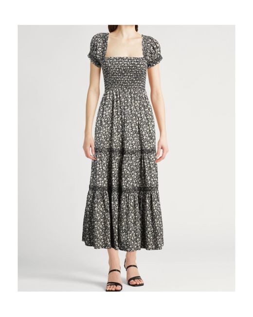 Tory Burch Black Floral Pleated Dress