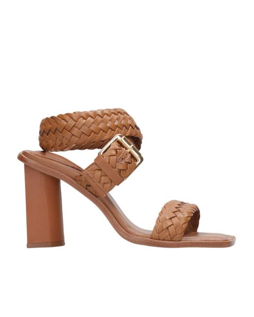 SCHUTZ SHOES Brown Braided Block Heeled Sandals